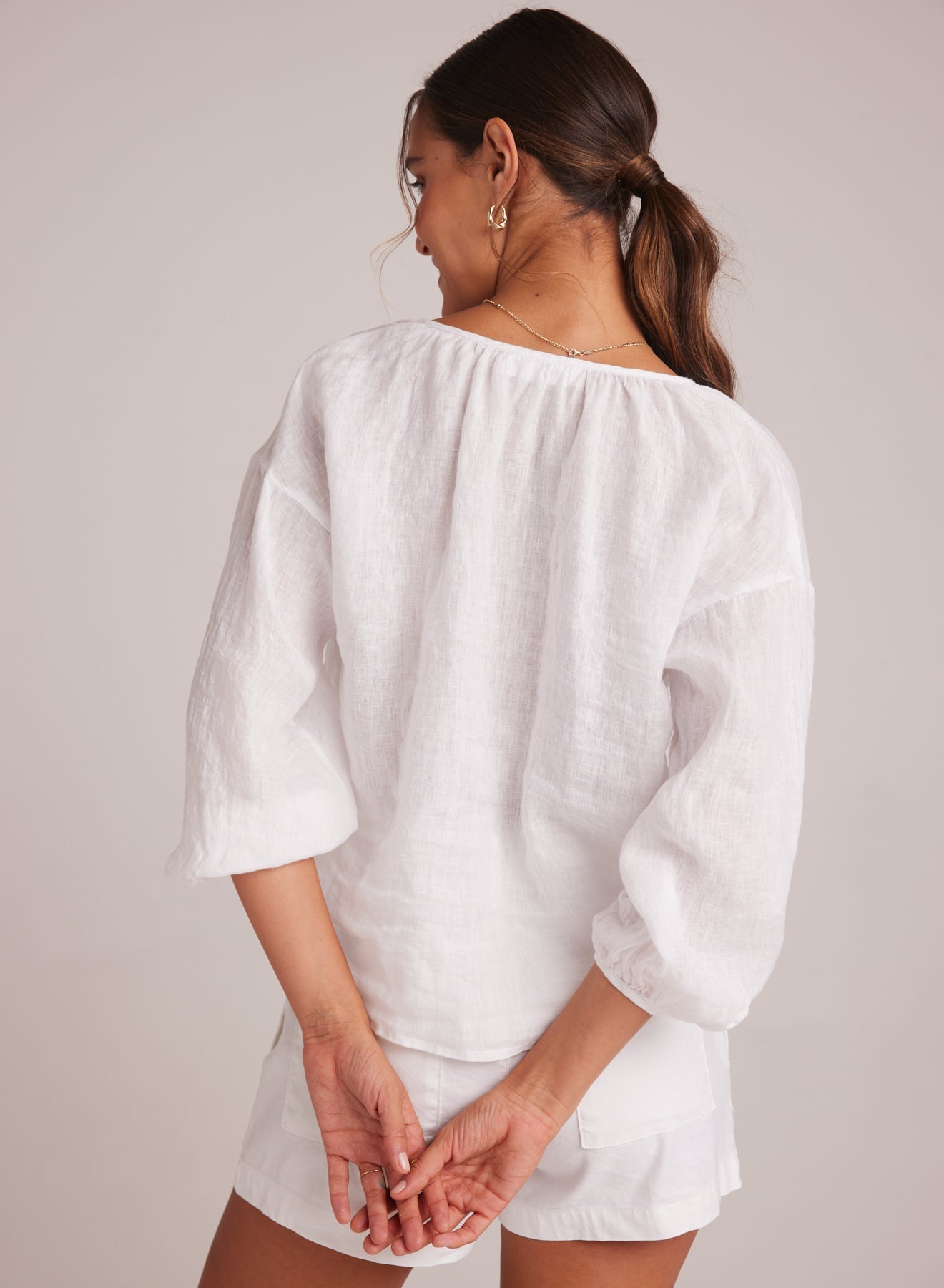 Shirred Neck Blouse | White