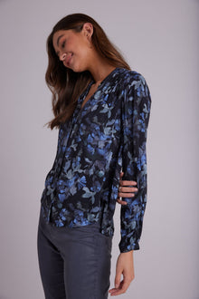 Shirred Shoulder Shirt | Frosted Floral Print