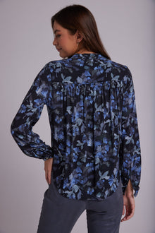 Shirred Shoulder Shirt | Frosted Floral Print