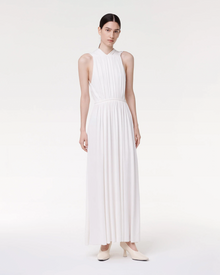 Another Tomorrow Shirred Midi Dress in Off White – Viscose Women's Dress