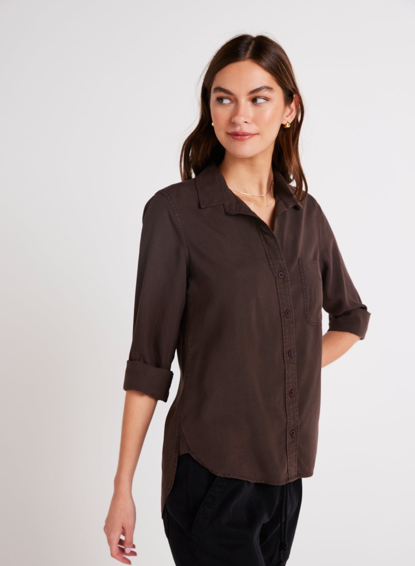Shirt Tail Button Down | Chestnut Brown
