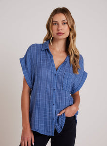 Short Sleeve Pocket Button Down | Bright Indigo