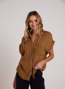 Short Sleeve Pocket Button Down | Topaz Gold