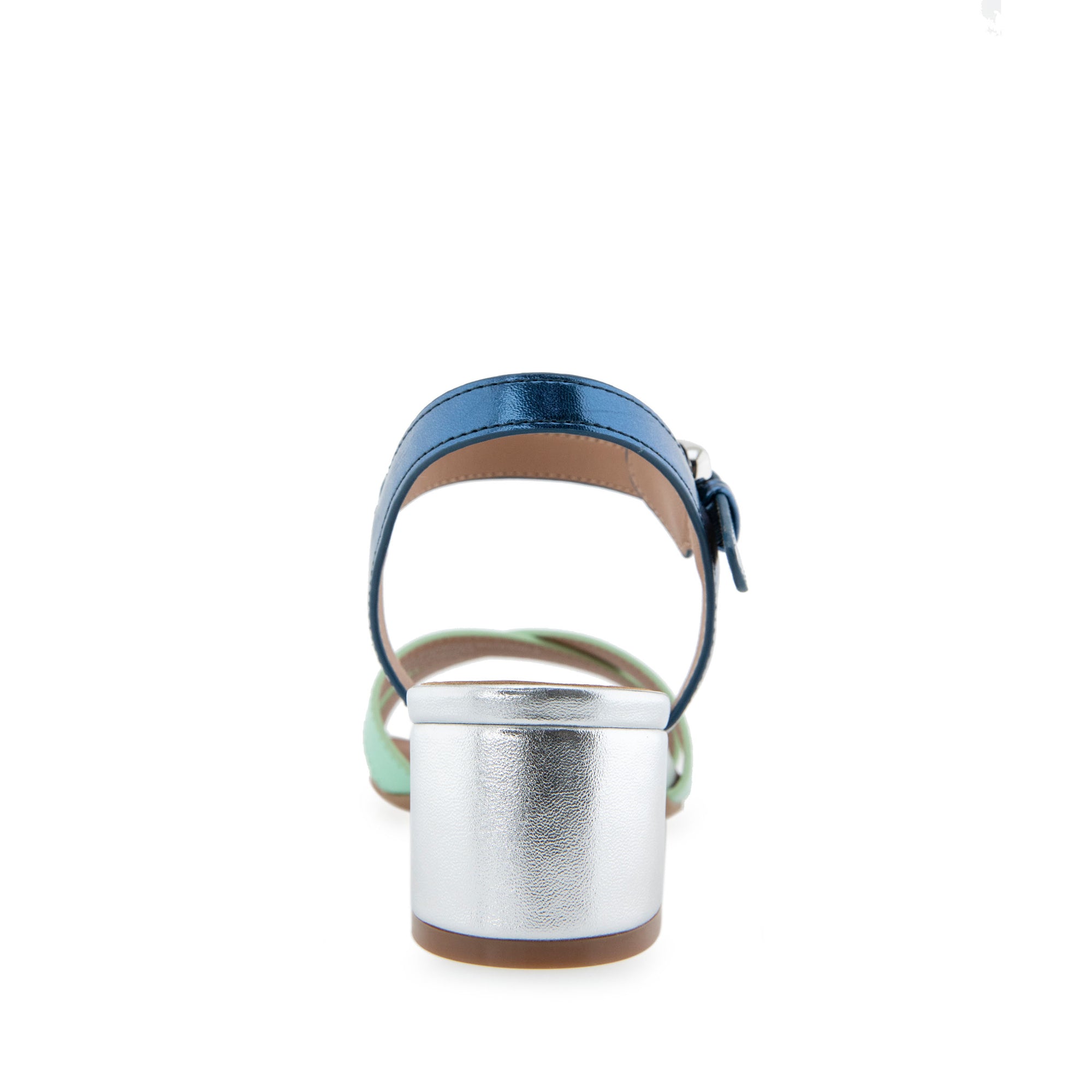 Cinzia Sandal Block Heel | Metallic Combination Faux Leather