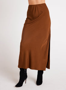 Satin Side Slit Maxi Skirt | Twilight Gold