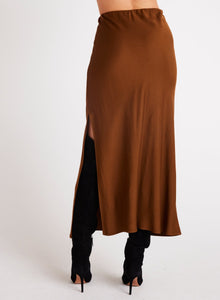 Satin Side Slit Maxi Skirt | Twilight Gold