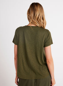 Side Slit V-Neck Tee | Italian Herb