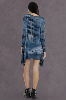Women | Long Sleeve Handkerchief Hem Dress | Cloud Wash 1