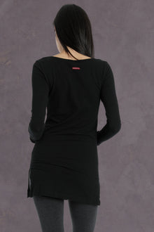 Women | Scoop Neck Pullover Tunic Tee | Black