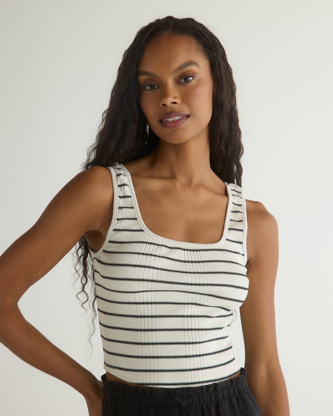 Sleeveless Square Neck Top | Cannes Stripe