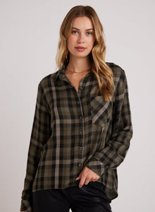 Slouchy Pocket Button Down | Olive Plaid