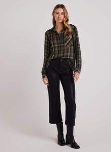 Slouchy Pocket Button Down | Olive Plaid