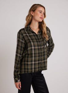 Slouchy Pocket Button Down | Olive Plaid