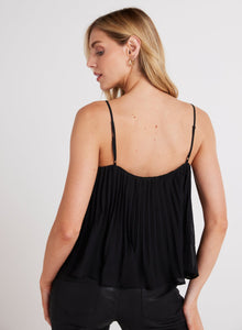 Sunburst Pleated Chiffon Cami | Black