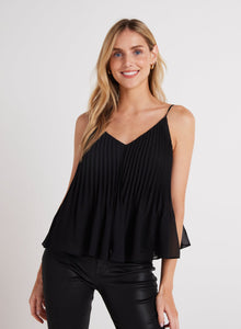Sunburst Pleated Chiffon Cami | Black