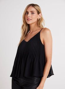 Sunburst Pleated Chiffon Cami | Black