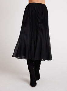 Sunburst Pleated Chiffon Midi Skirt | Black