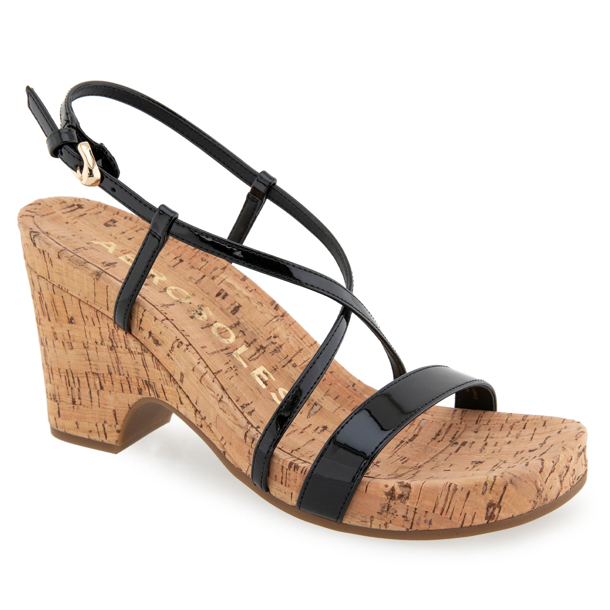 Miles Sandal Dress Platform | Black Faux Leather/Cork