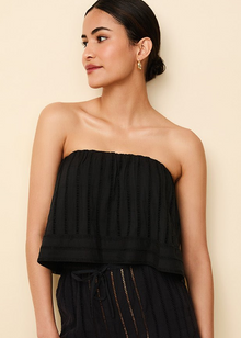 Womens | Jennie Striped Eyelet Tube Top | Noir