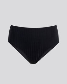 The Lilo Ribbed Bikini Bottom Noir - Solid & Striped