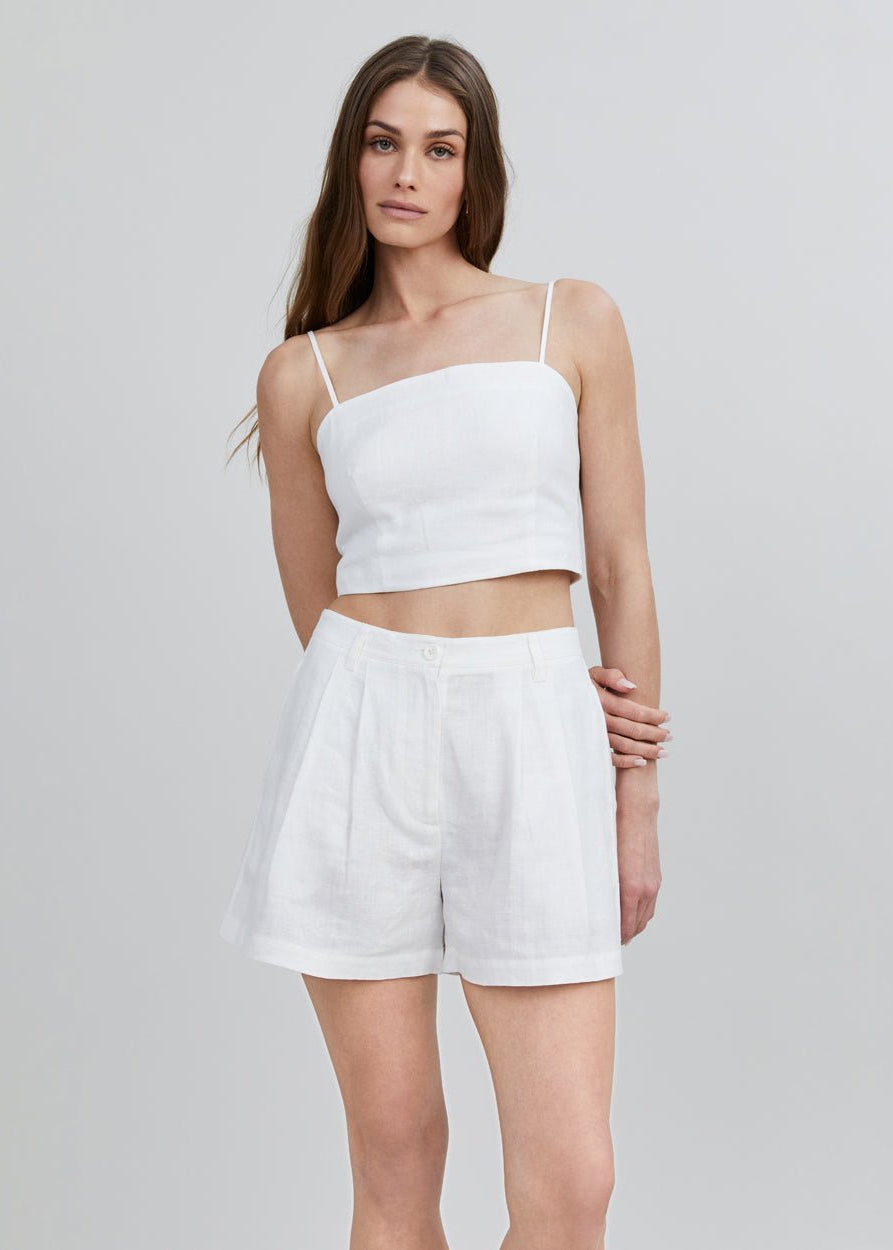 The Loretto Linen Crop Top - Solid & Striped