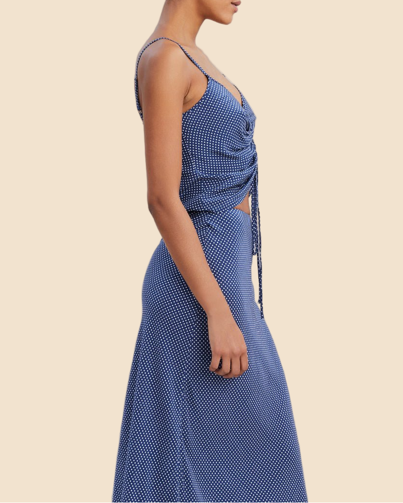 Womens | Lucia Adjustable Tank | Midnight Blue Polka Dot