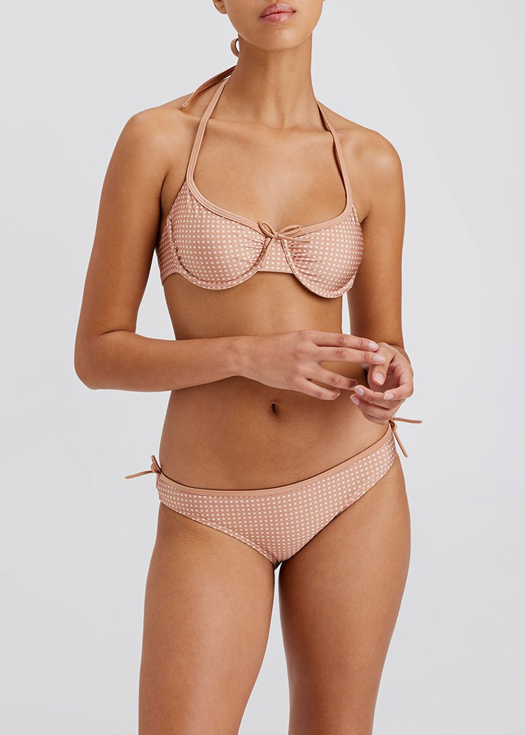 Womens | Sydney Bikini Top | Baby Polkadot Taupe
