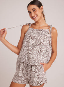 Tie Shoulder Tank | Papillon Print