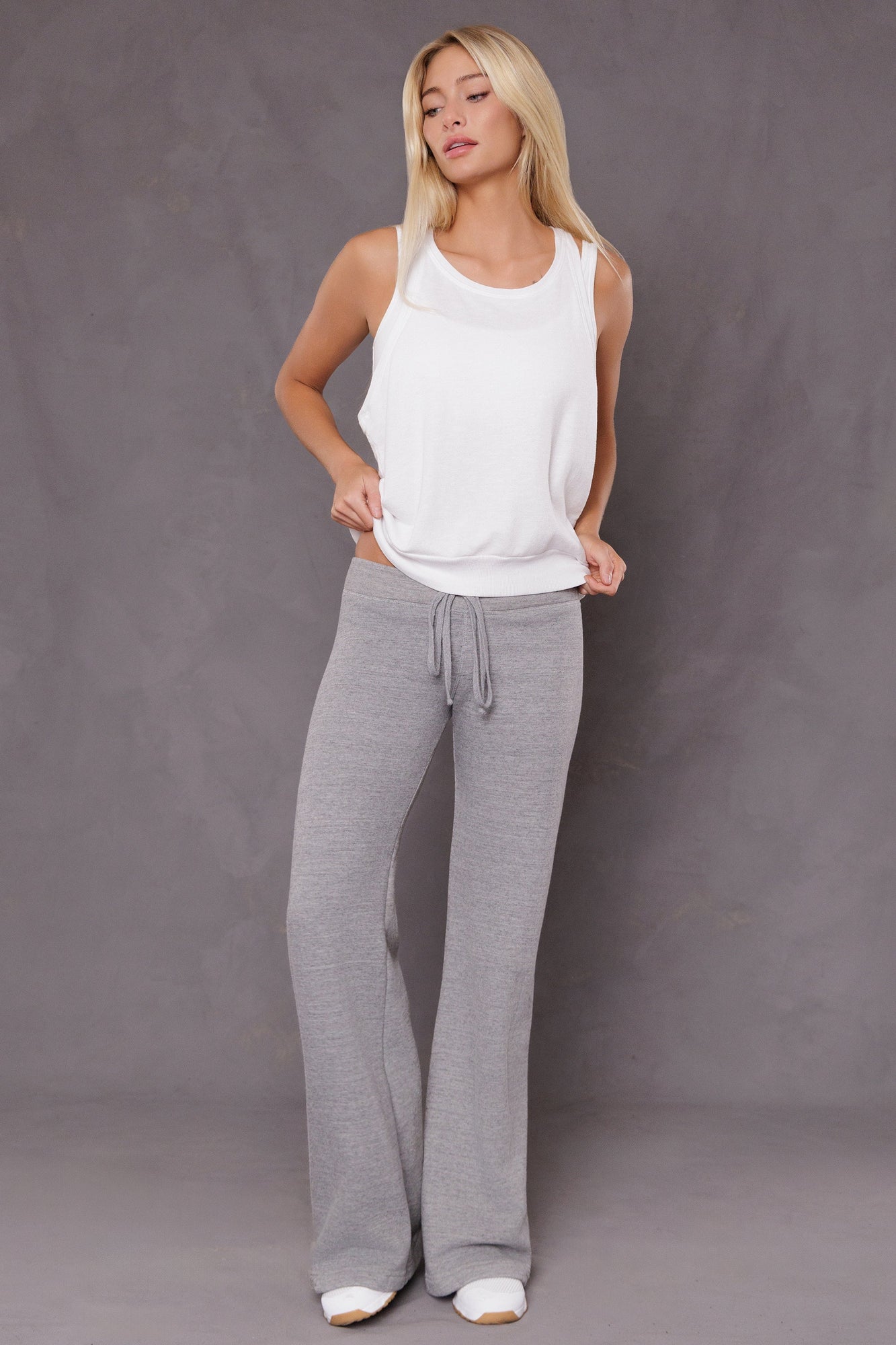 Women | Striated Racer Tank Pullover | White