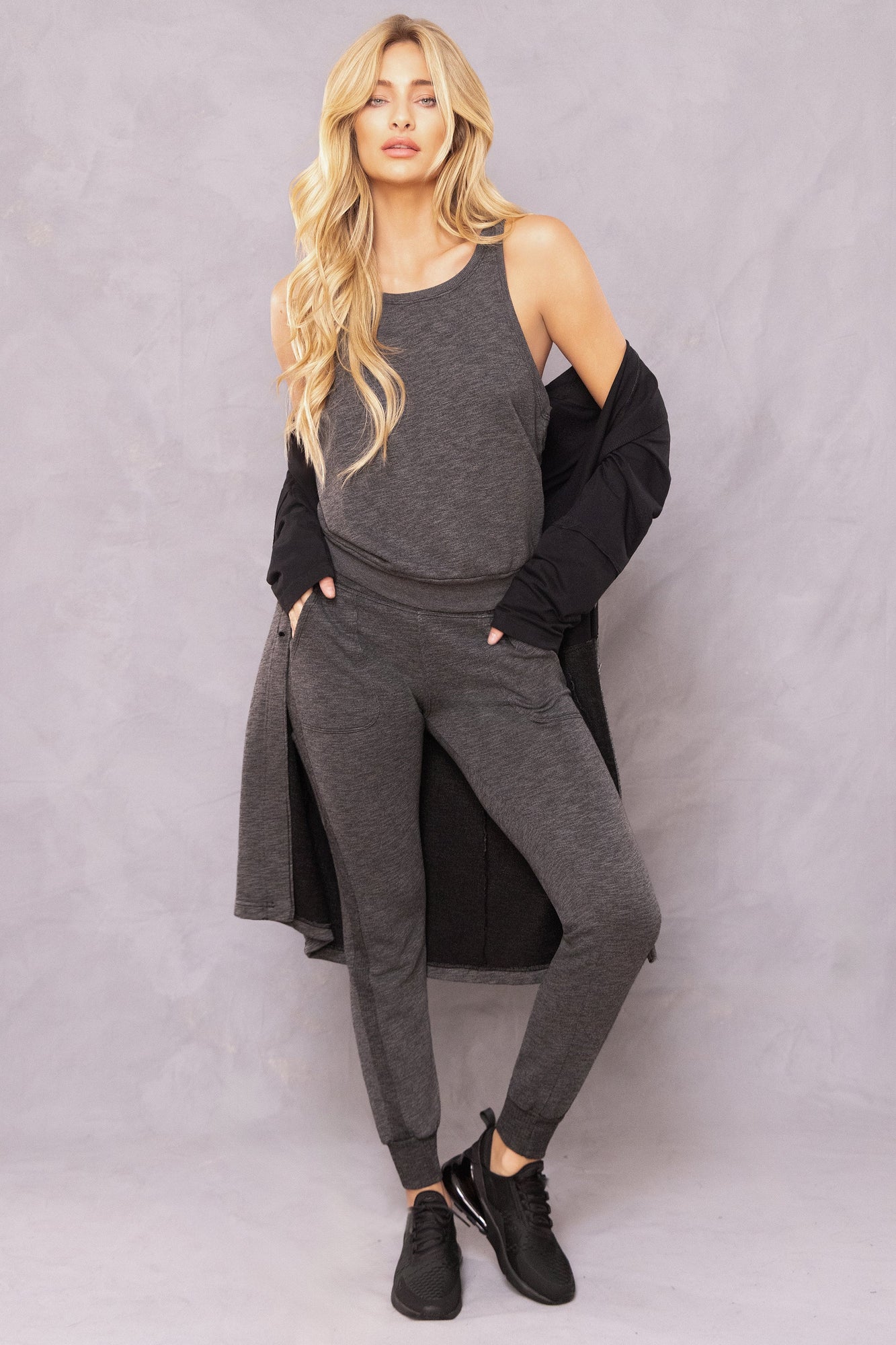 Women | Tonal Striated Jacket | Black