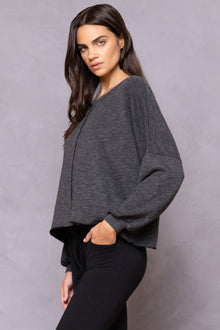 Women | Trifecta French Terry Balloon Sleeve Crop Sweatshirt | Black