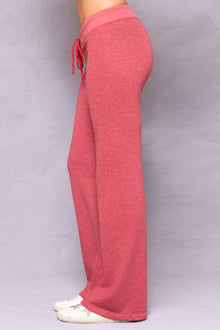 Women | Striated Wide Leg Drawstring Sweatpant | Crimson