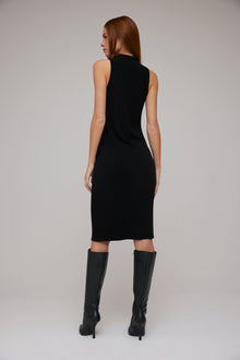 Turtleneck Sleeveless Midi Dress | Black