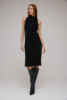 Turtleneck Sleeveless Midi Dress | Black