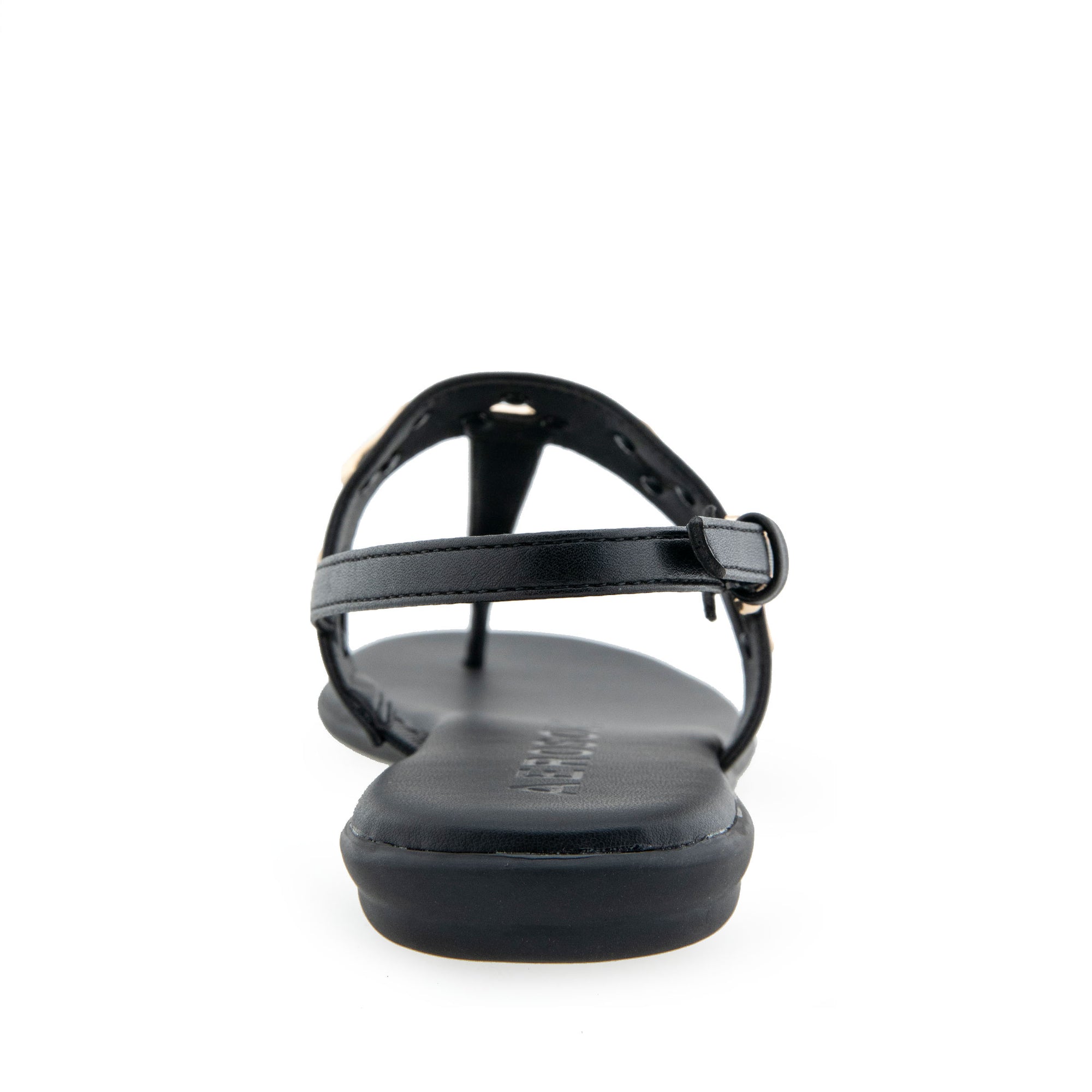 Iago Sandal Flat | Black Faux Leather