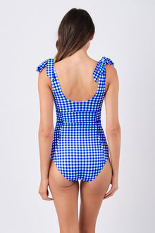 UNE PIECE-Classic Square Neck COBALT BLUE GINGHAM