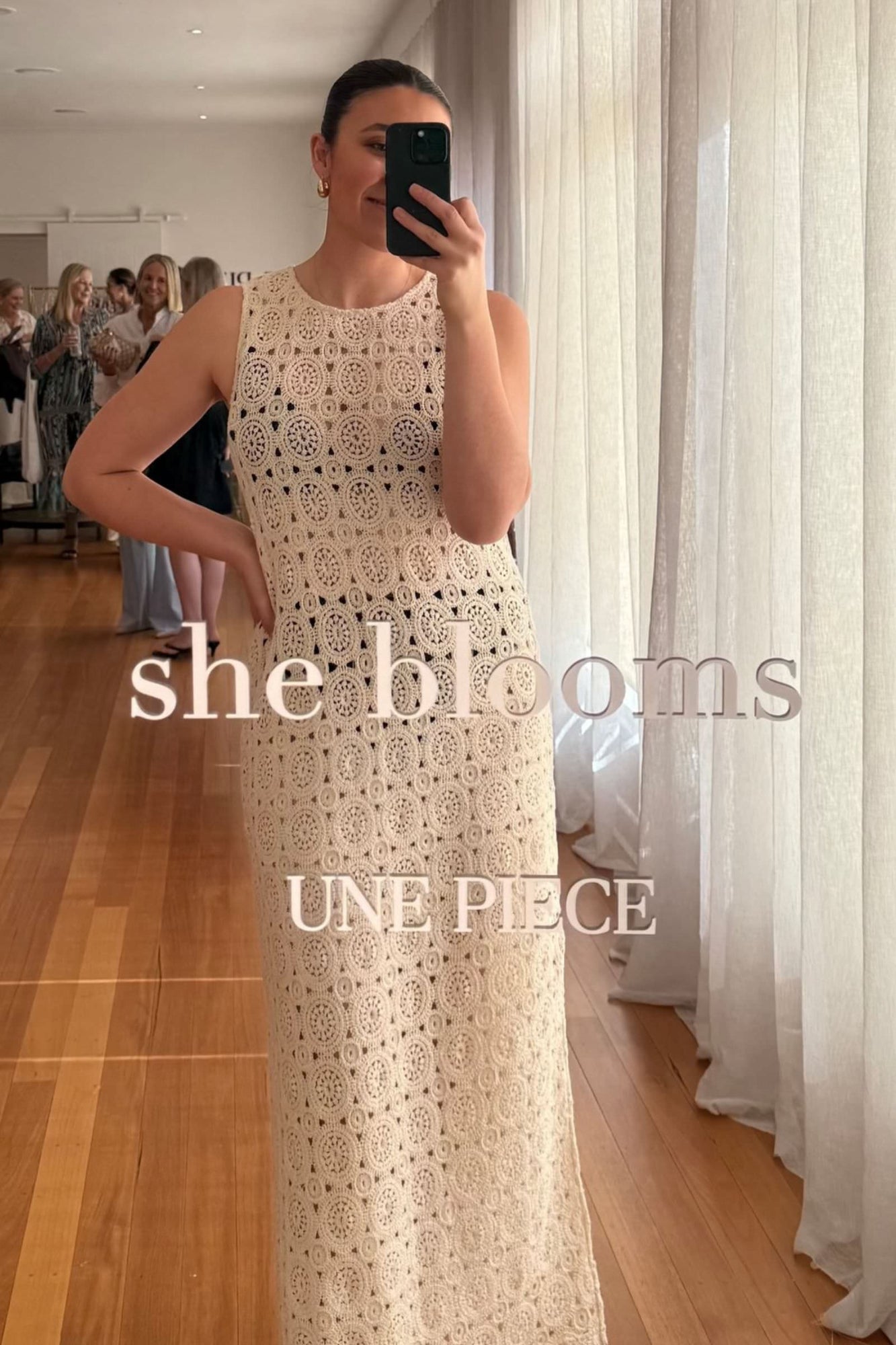 UNE PIECE-Crochet Dress OATMEAL