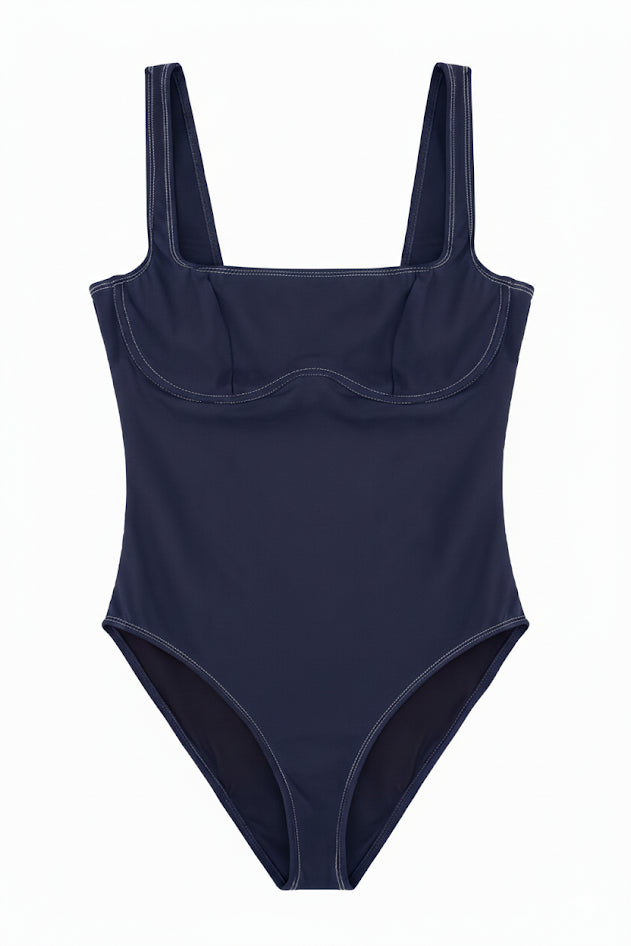 Kelly Underwire Bandeau One Piece Suit | Deep Blue