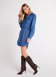 Utility Pockets Mini Shirt Dress | Moonlit Haze Wash