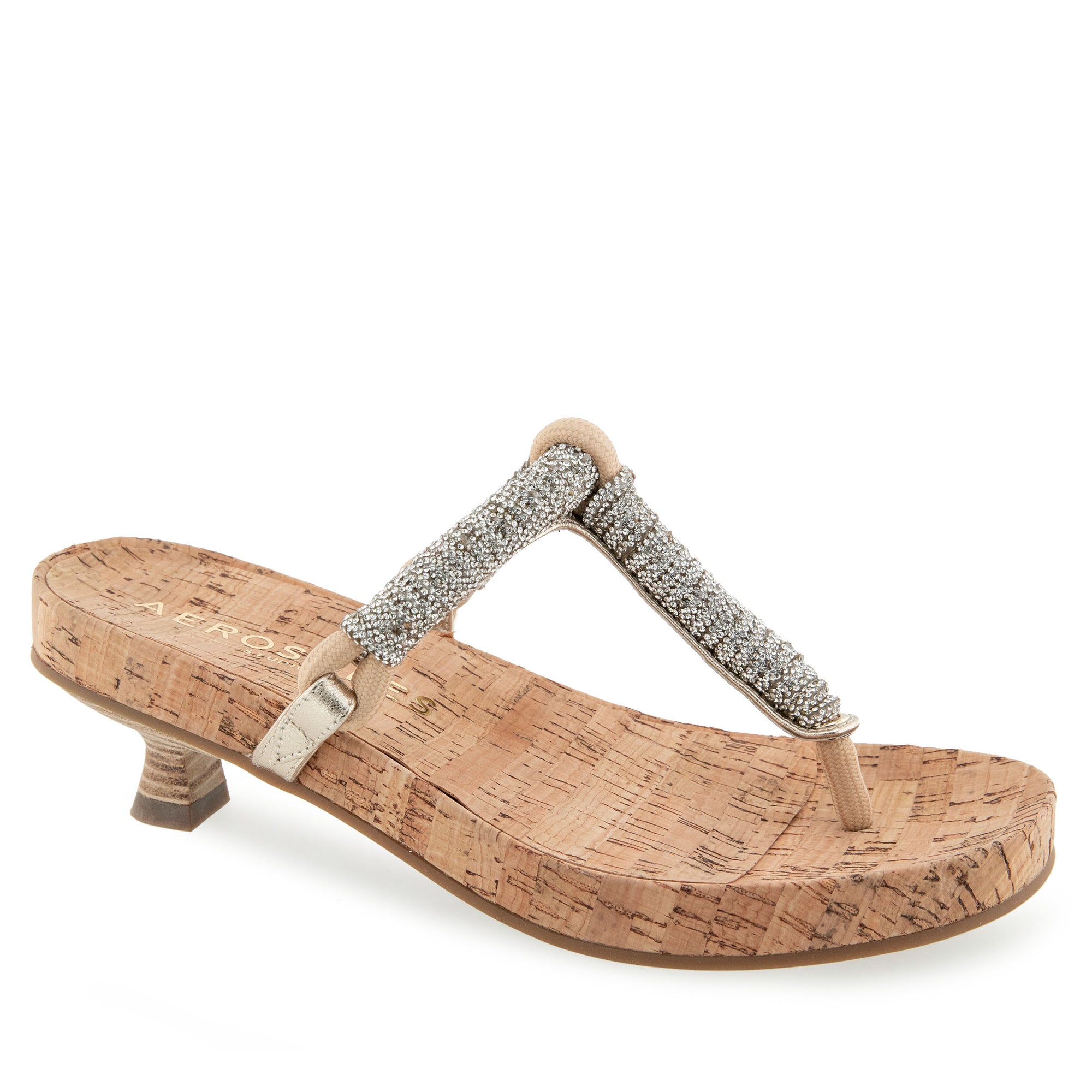 Crystal Sandal Dress Kitten Heel | Crystal/Champagne