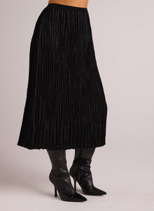 Variegated Pleat Midi Skirt | Black