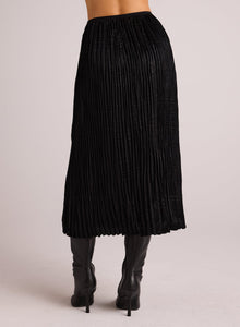 Variegated Pleat Midi Skirt | Black