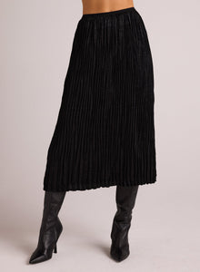 Variegated Pleat Midi Skirt | Black