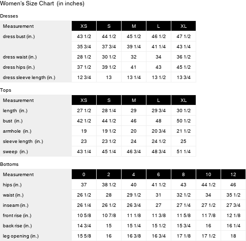 Product size guide