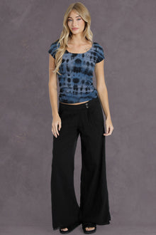 Women | Button Front Layered Pant with Pockets | Black