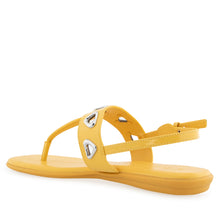 Iago Sandal Flat | Yellow Patent Faux Leather