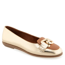 Bell Casual Flat | Gold/Tan Faux Leather