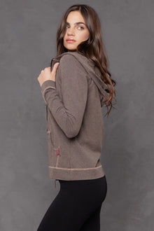 Women | Runner's Zip-Up Fitted Hoodie | Charcoal/Woodsmoke