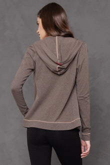 Women | Runner's Zip-Up Fitted Hoodie | Charcoal/Woodsmoke