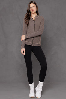 Women | Runner's Zip-Up Fitted Hoodie | Charcoal/Woodsmoke